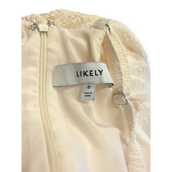 Likely CARMONA DRESS Bodycon Ruched Stretch Crepe Midi | Ivory, Sz 8 NEW - Picture 9 of 9